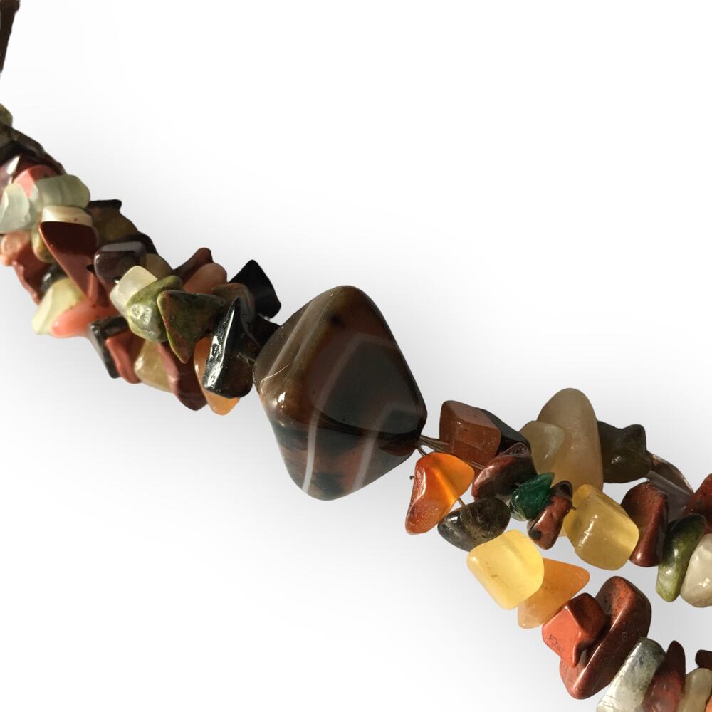 Polished stone chip accent necklace - natural stone, semiprecious stone